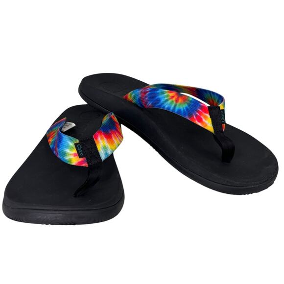 Chaco Mens Flip Flop Sandals 11 Tie Dye Rainbow - Picture 2 of 10